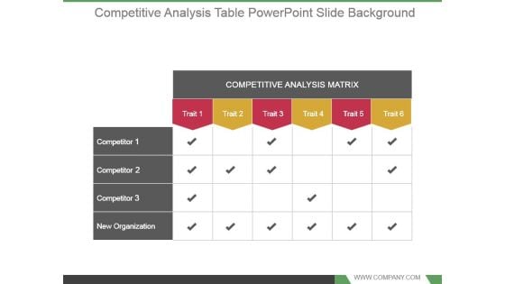 Competitive Analysis Table Powerpoint Slide Background