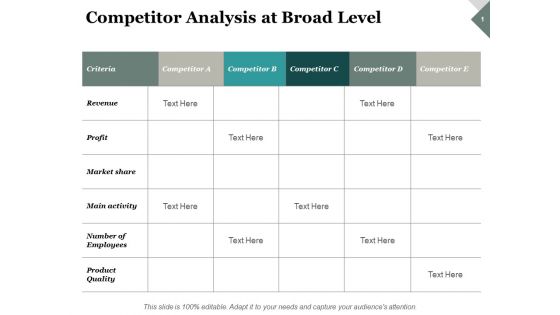 Competitor Analysis At Broad Level Ppt PowerPoint Presentation Summary Infographic Template