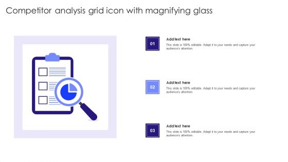 Competitor Analysis Grid Icon With Magnifying Glass Microsoft PDF