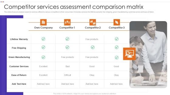 Competitor Services Assessment Comparison Matrix Mockup PDF