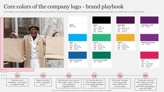 Complete Brand Promotion Playbook Core Colors Of The Company Logobrand Playbook Guidelines PDF