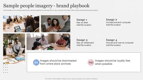 Complete Brand Promotion Playbook Sample People Imagerybrand Playbook Slides PDF