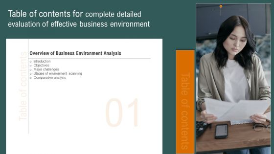 Complete Detailed Evaluation Of Effective Business Environment Table Of Contents Pictures PDF