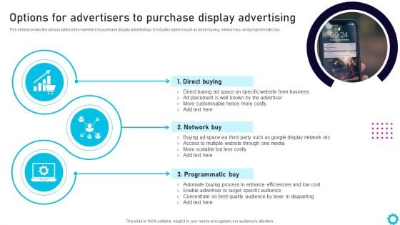 Complete Guide For Display Options For Advertisers To Purchase Display Advertising Sample PDF