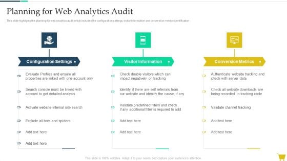 Complete Online Marketing Audit Guide Planning For Web Analytics Audit Background PDF