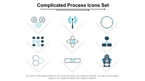 Complicated Process Icons Set Ppt PowerPoint Presentation Gallery Deck PDF