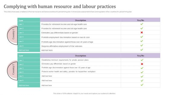 Complying With Human Resource And Labour Practices Ppt PowerPoint Presentation File Example PDF