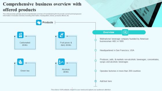 Comprehensive Business Overview With Offered Products Themes PDF