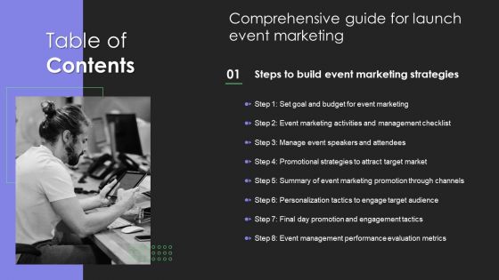 Comprehensive Guide For Launch Event Marketing Table Of Contents Demonstration PDF