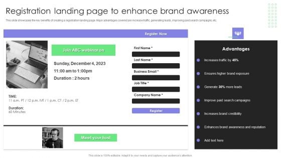 Comprehensive Guide For Launch Registration Landing Page To Enhance Brand Awareness Topics PDF