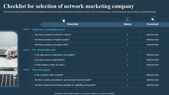 Comprehensive Guide For Multi Level Checklist For Selection Of Network Marketing Company Icons PDF
