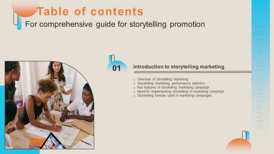 Comprehensive Guide For Storytelling Promotion Table Of Contents Diagrams PDF