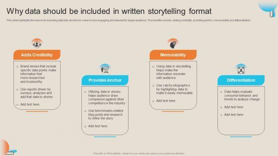 Comprehensive Guide For Storytelling Promotion Why Data Should Be Included In Written Storytelling Portrait PDF