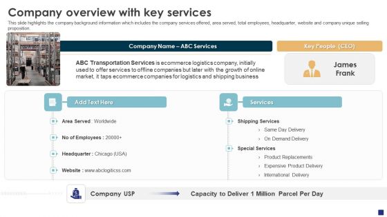 Comprehensive Guide To Ecommerce Company Overview With Key Services Professional PDF