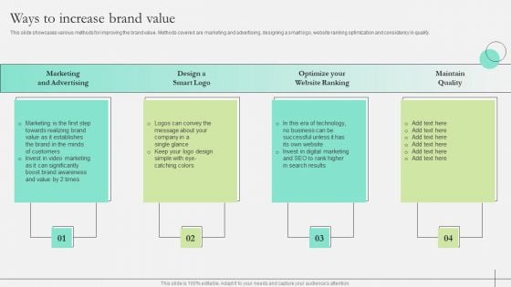 Comprehensive Guide To Strengthen Brand Equity Ways To Increase Brand Value Download PDF