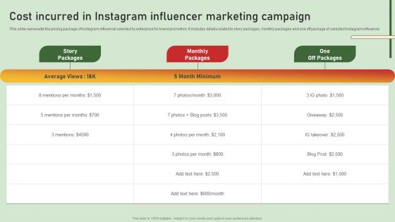 Comprehensive Influencer Promotional Guide To Improve Brand Reputation Cost Incurred In Instagram Influencer Themes PDF Comprehensive Influencer Promotional Guide To Improve Brand Reputation Cost Incurred In Instagram Influencer Themes PDF