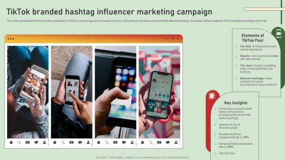 Comprehensive Influencer Promotional Guide To Improve Brand Reputation Tiktok Branded Hashtag Influencer Graphics PDF