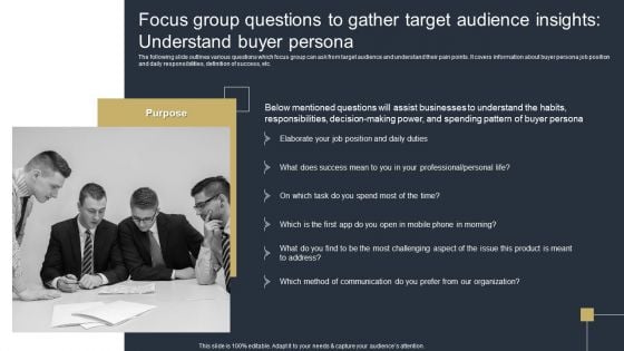 Comprehensive Market Research Guide Focus Group Questions To Gather Target Audience Insights Download PDF