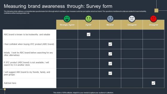 Comprehensive Market Research Guide Measuring Brand Awareness Through Survey Form Topics PDF