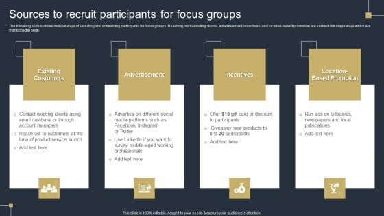 Comprehensive Market Research Guide Sources To Recruit Participants For Focus Groups Mockup PDF