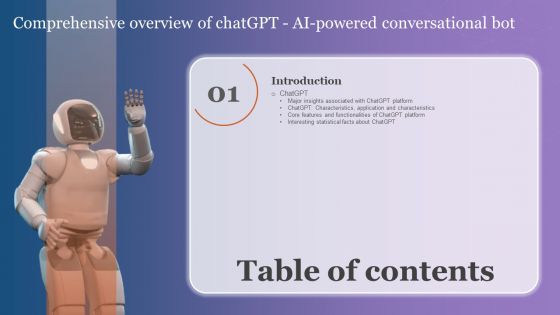 Comprehensive Overview Of Chatgpt AI Powered Conversational Bot Table Of Contents Portrait PDF