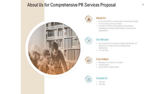 Comprehensive PR Services Proposal Ppt PowerPoint Presentation Complete Deck With Slides