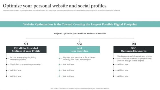 Comprehensive Personal Branding Guidelines Optimize Your Personal Website And Social Profiles Template PDF