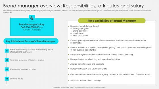 Comprehensive Promotion Guidelines To Administer Brand Brand Manager Overview Responsibilities Attributes Structure PDF
