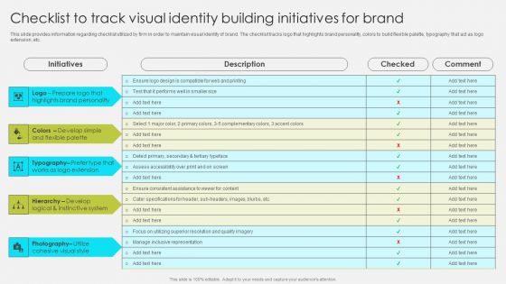 Comprehensive Promotion Guidelines To Administer Brand Checklist To Track Visual Identity Building Initiatives Guidelines PDF Comprehensive Promotion Guidelines To Administer Brand Checklist To Track Visual Identity Building Initiatives Guidelines PDF