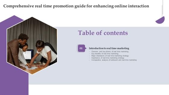 Comprehensive Real Time Promotion Guide Enhancing Online Interaction Table Of Contents Clipart PDF