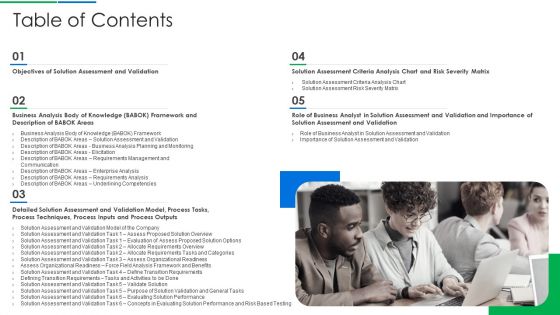 Comprehensive Solution Analysis Table Of Contents Portrait PDF