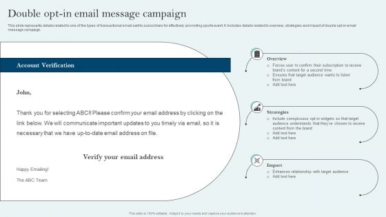 Comprehensive Sports Event Marketing Plan Double Opt In Email Message Campaign Slides PDF Comprehensive Sports Event Marketing Plan Double Opt In Email Message Campaign Slides PDF
