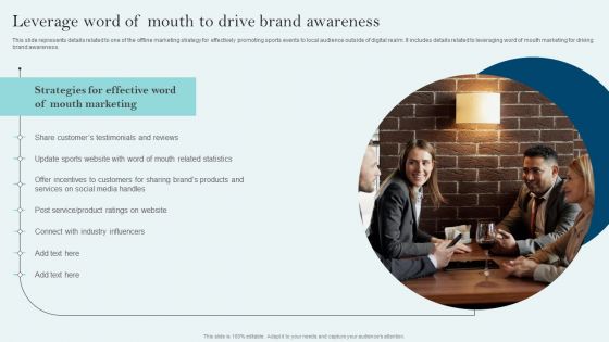 Comprehensive Sports Event Marketing Plan Leverage Word Of Mouth To Drive Brand Awareness Elements PDF