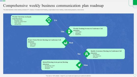 Comprehensive Weekly Business Communication Plan Roadmap Guidelines PDF