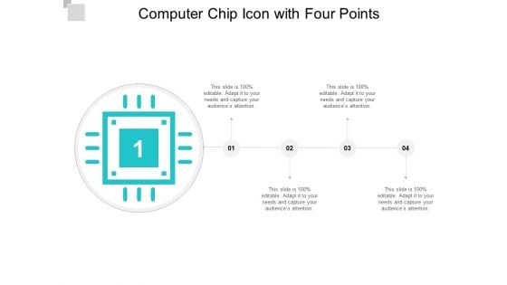 Computer Chip Icon With Four Points Ppt PowerPoint Presentation Slides Elements