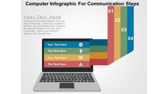 Computer Infographic For Communication Steps Powerpoint Templates