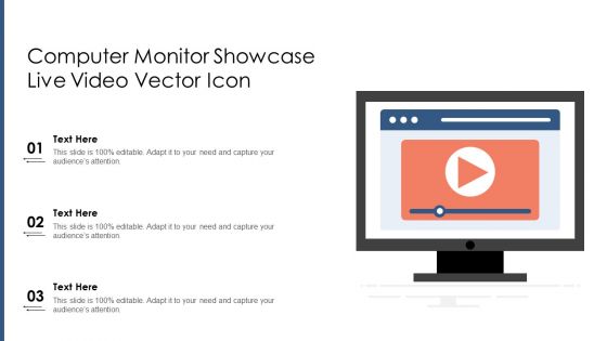 Computer Monitor Showcase Live Video Vector Icon Ppt PowerPoint Presentation File Model PDF