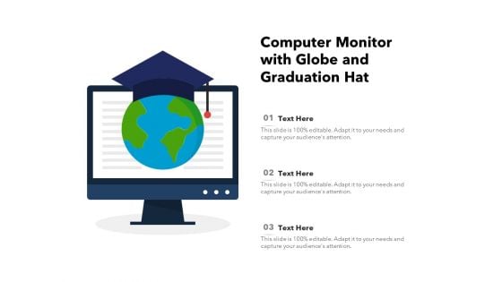 Computer Monitor With Globe And Graduation Hat Ppt PowerPoint Presentation File Slides PDF