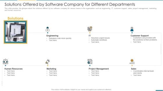 Computer Operating System Services Investment Fundraising Solutions Offered By Software Company For Different Departments Themes PDF