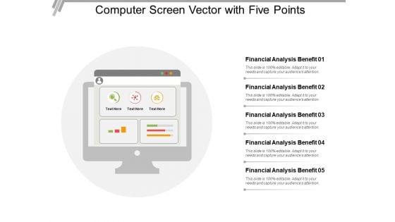 Computer Screen Vector With Five Points Ppt PowerPoint Presentation Infographics Guidelines