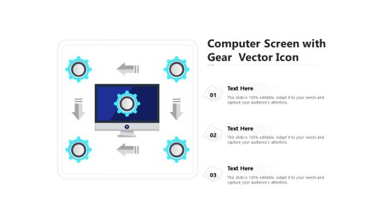 Computer Screen With Gear Vector Icon Ppt PowerPoint Presentation Gallery Guidelines PDF