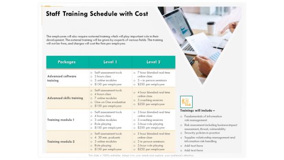 Computer Security Incident Handling Staff Training Schedule With Cost Demonstration PDF