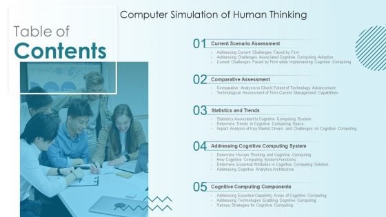 Computer Simulation Of Human Thinking Table Of Contents Ppt Infographic Template Gridlines PDF