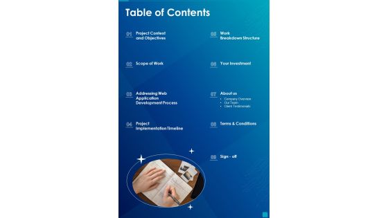 Computer Technology Project Proposal Table Of Contents One Pager Sample Example Document