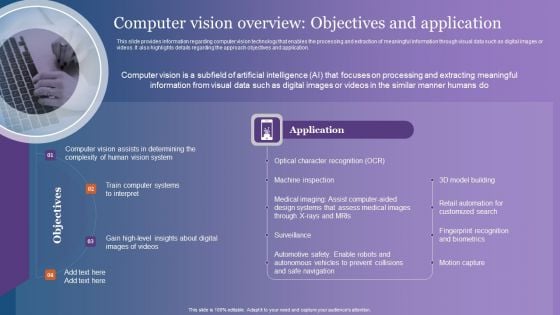 Computer Vision Overview Objectives And Application Rules PDF