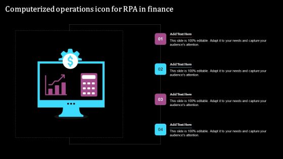 Computerized Operations Icon For RPA In Finance Guidelines PDF