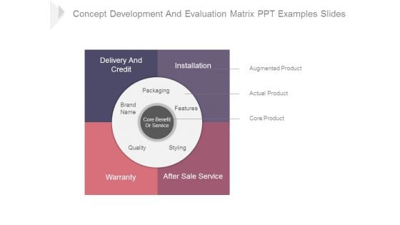 Concept Development And Evaluation Matrix Ppt Examples Slides