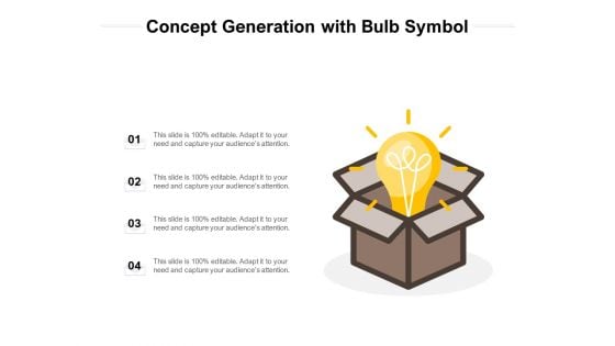 Concept Generation With Bulb Symbol Ppt PowerPoint Presentation File Information PDF