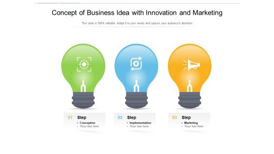 Concept Of Business Idea With Innovation And Marketing Ppt PowerPoint Presentation Gallery Visuals PDF