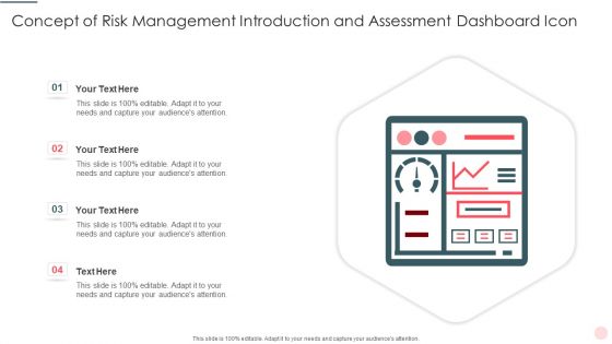 Concept Of Risk Management Introduction And Assessment Dashboard Icon Brochure PDF